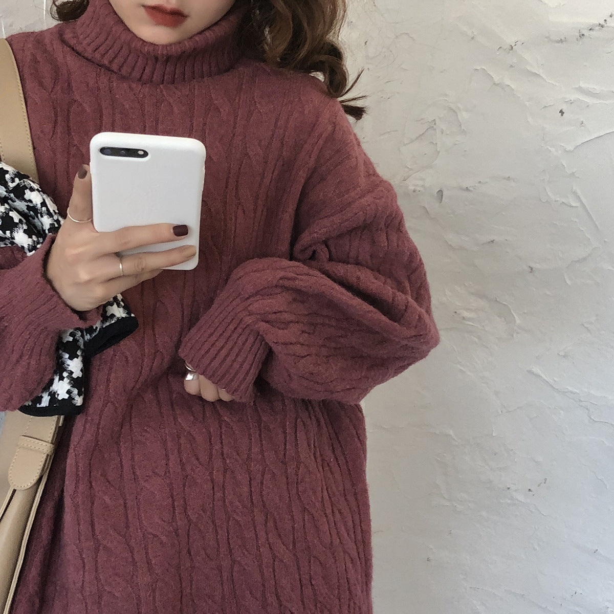 Retro loose thick twist pullover sweater coat