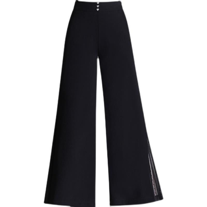 High Waist Loose And Slimming Black Cropped Drape Chiffon Pants